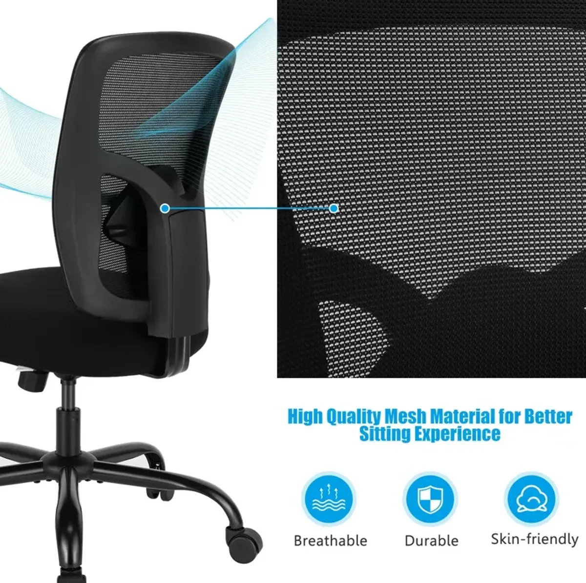 400LBS Mesh Big and Tall Office Chair Swivel Task Chair