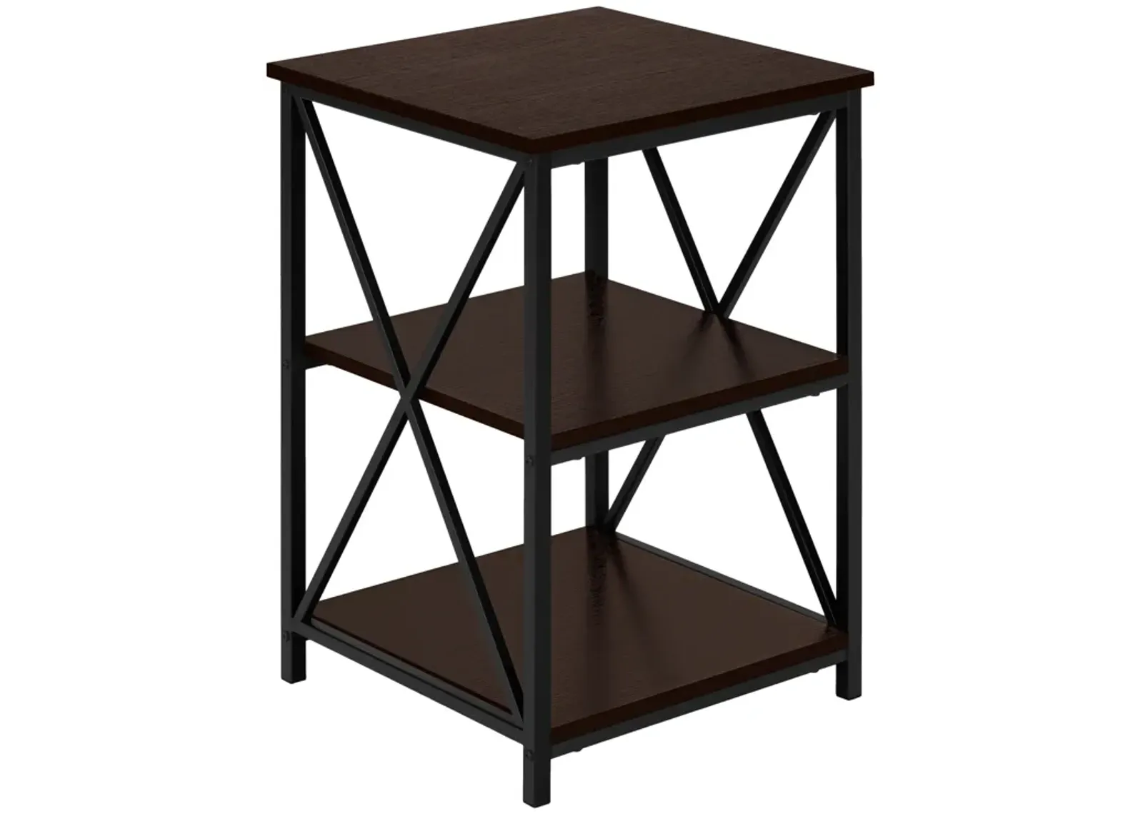 Monarch Specialties I 3598 Accent Table, Side, End, Nightstand, Lamp, Living Room, Bedroom, Metal, Laminate, Brown, Black, Contemporary, Modern