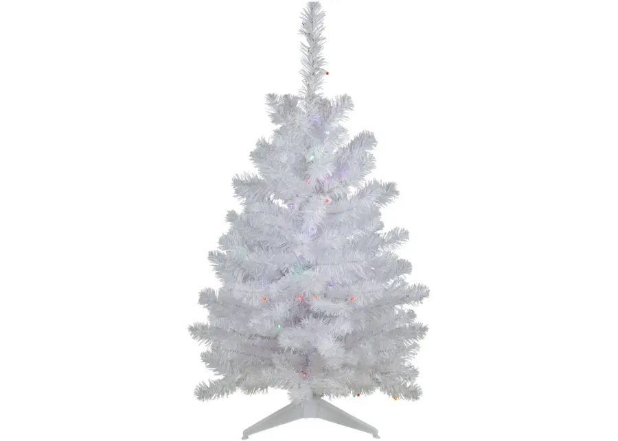 3' Pre-Lit LED Snow White Artificial Christmas Tree  Multi Lights