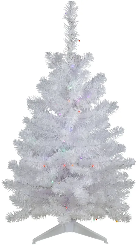 3' Pre-Lit LED Snow White Artificial Christmas Tree  Multi Lights