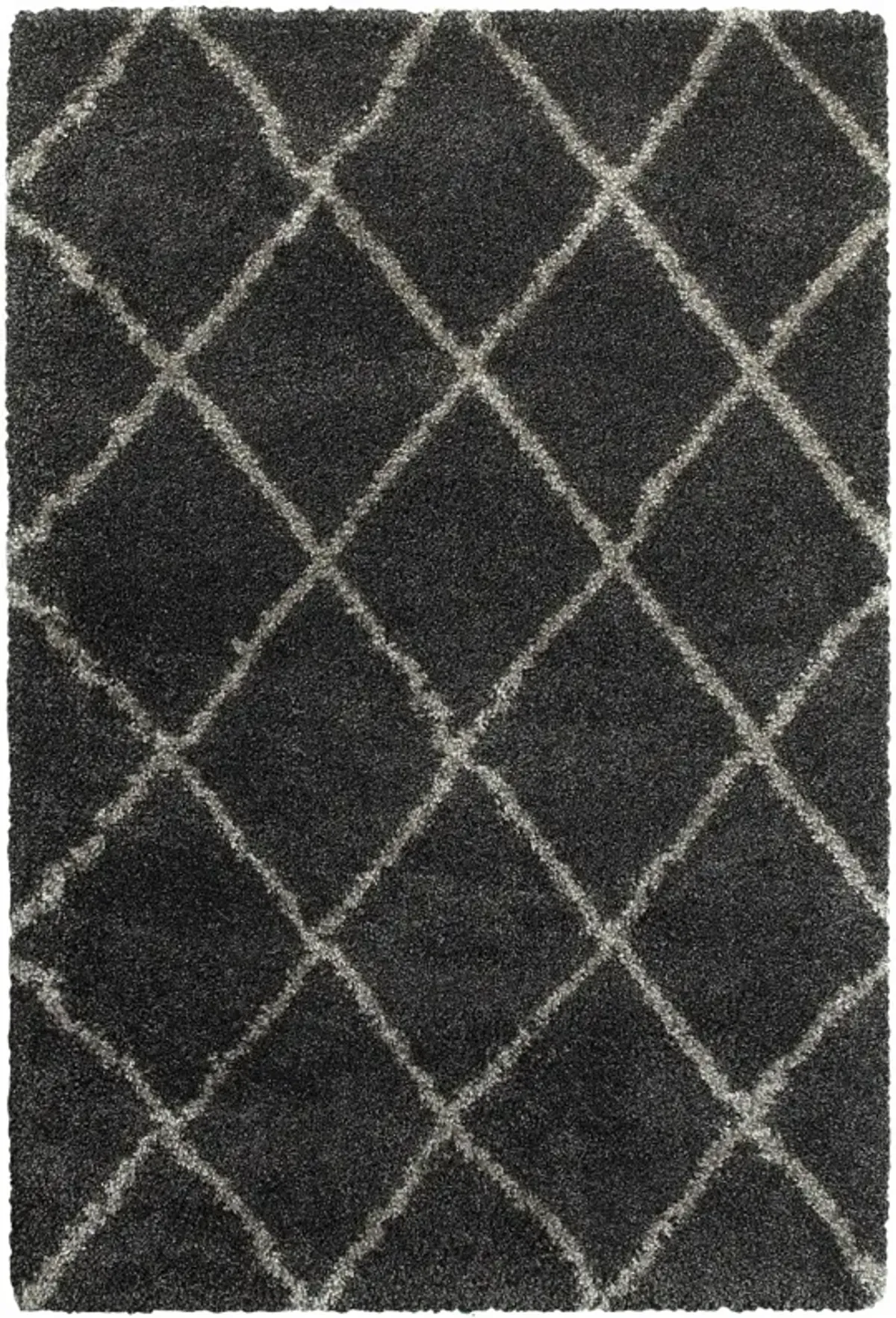 2 X 3 charcoal And grey geometric Shag Power Loom Stain Resistant Area Rug