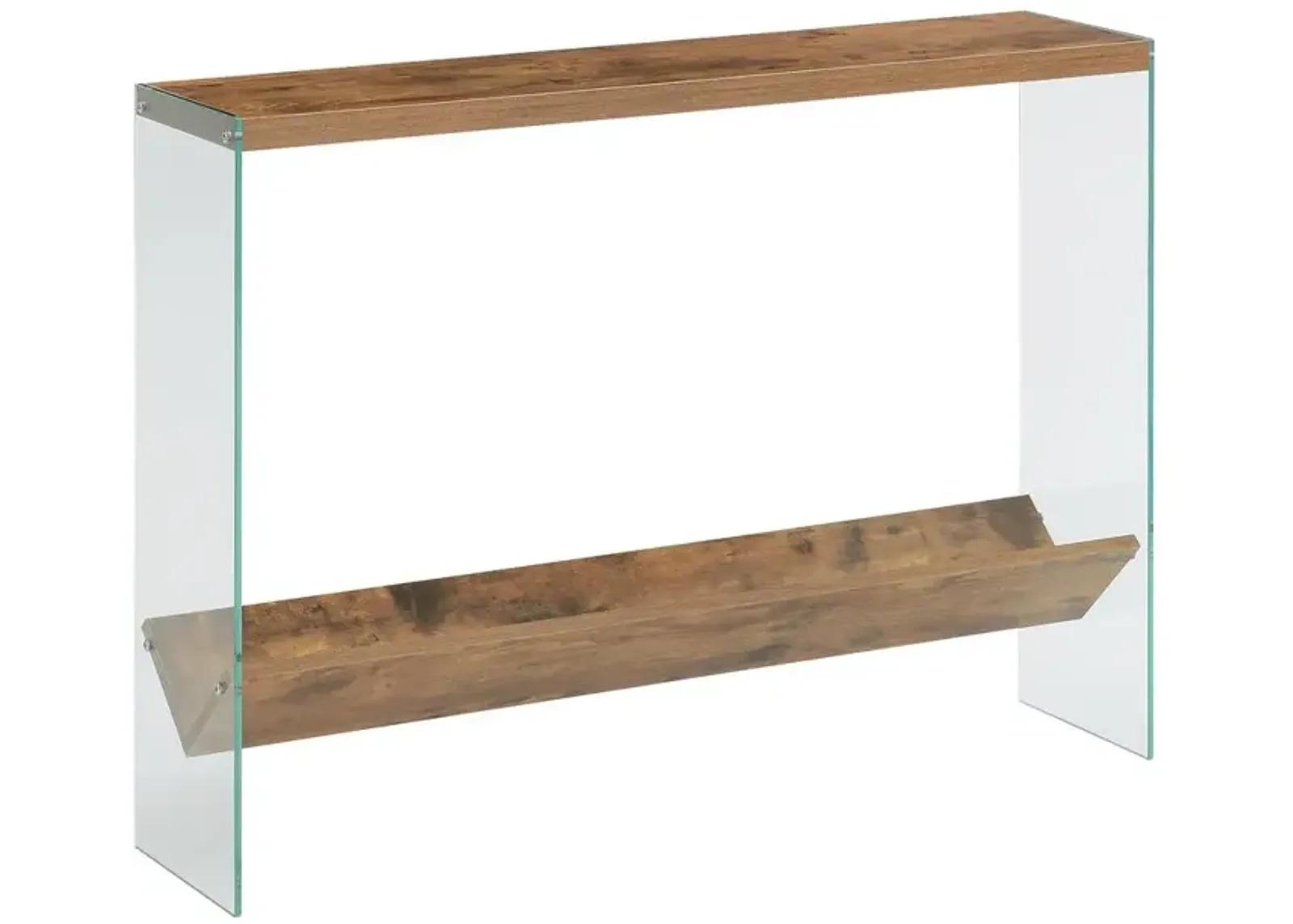 Convenience Concepts SoHo V Console Table w/ Shelf, Barnwood/Glass