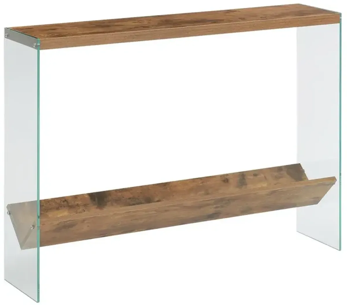 Convenience Concepts SoHo V Console Table w/ Shelf, Barnwood/Glass