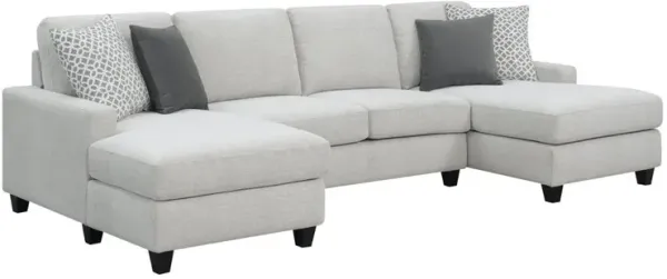 Madrona Burke Chaise Sectional, with Pillows, Two Chaises, Clean Lines, Tapered Block Feet