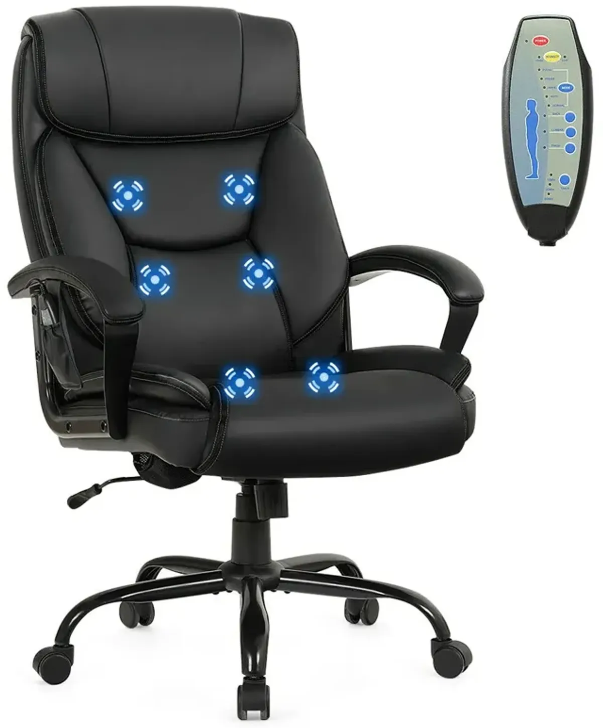 Massage Executive Office Chair with 6 Vibrating Points-Black