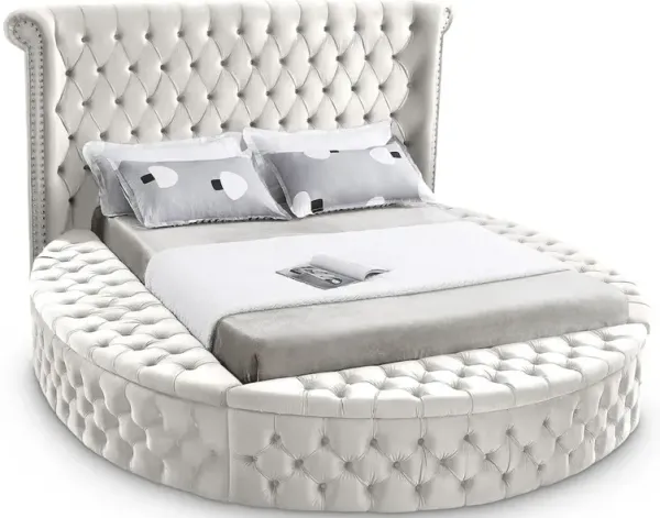 Meridian Furniture Luxus Cream Velvet Queen Bed