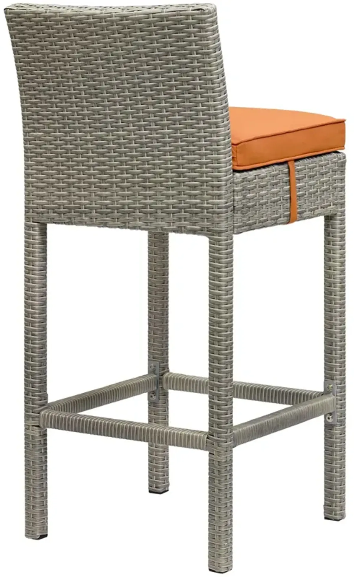 Conduit Outdoor Patio Wicker Rattan Bar Stool - Light Gray Orange