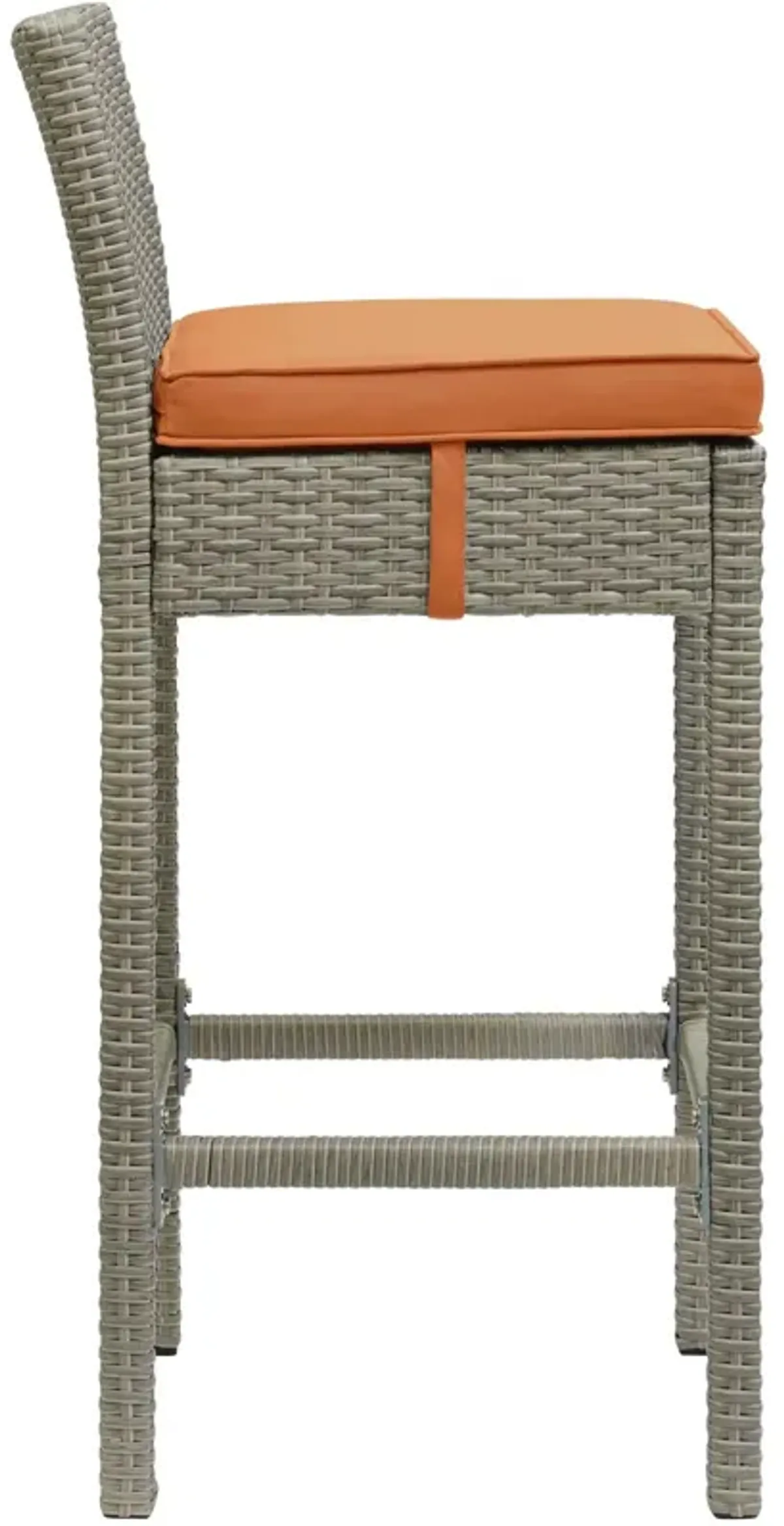 Conduit Outdoor Patio Wicker Rattan Bar Stool - Light Gray Orange