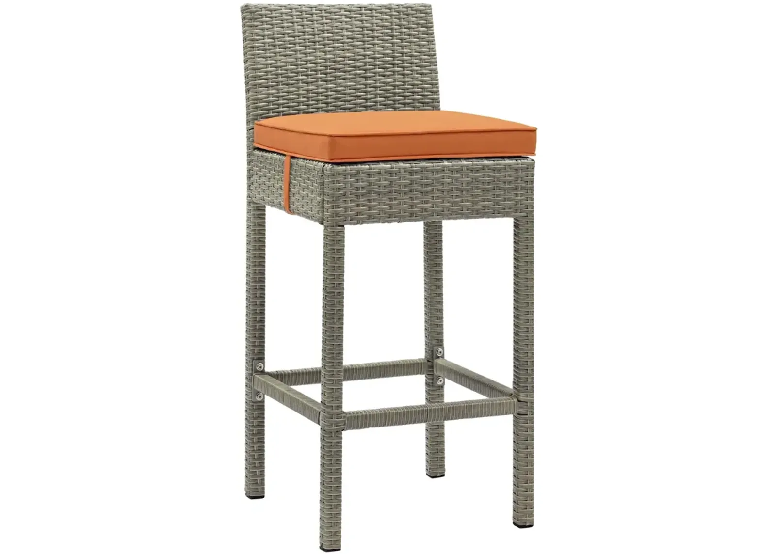 Conduit Outdoor Patio Wicker Rattan Bar Stool - Light Gray Orange