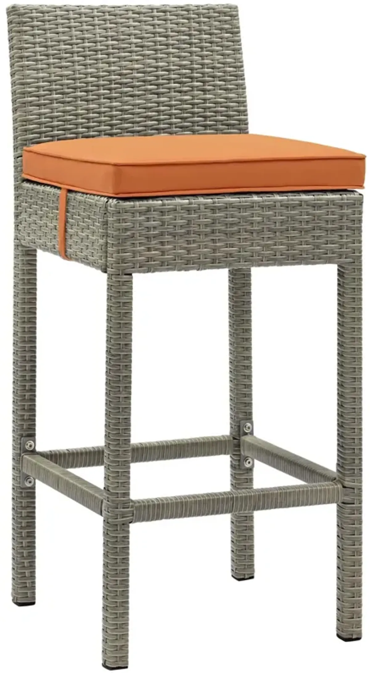 Conduit Outdoor Patio Wicker Rattan Bar Stool - Light Gray Orange