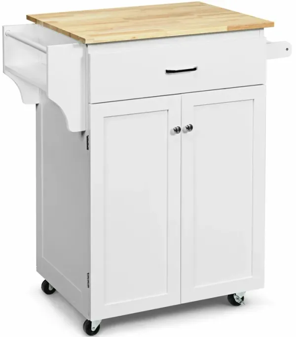 Utility Rolling Storage Cabinet Kitchen Island Cart with Spice Rack