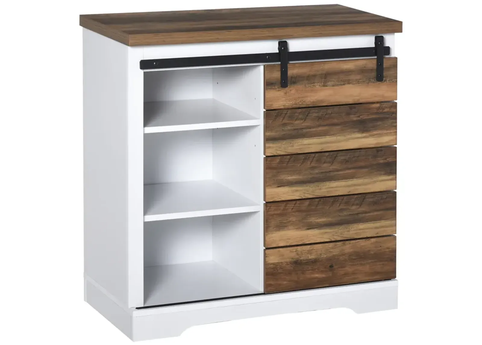 Rustic Cottage Sideboard with Barn Style Glide Door and Adjustable Shelf