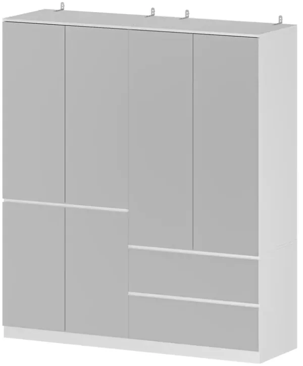FUFU&GAGA Modern White Armoire with Full-Length Mirror – Elegant and Functional Wardrobe with Ample Storage,  (63" L x 15.7" W x 70.9" H),Silver
