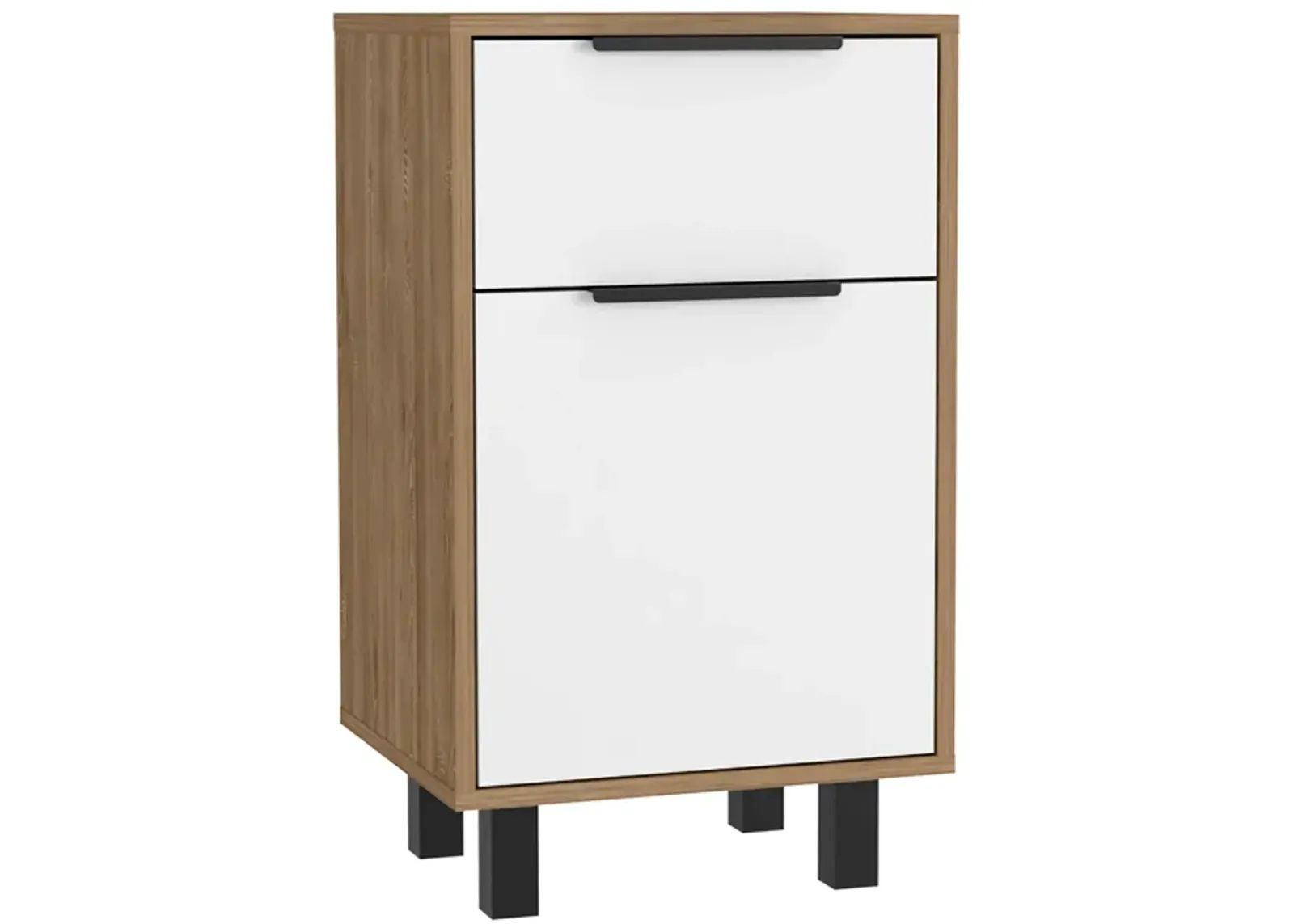 Kaia Z Nightstand, One Drawer, One Cabinet,  Four Legs, Superior Top -Pine / White