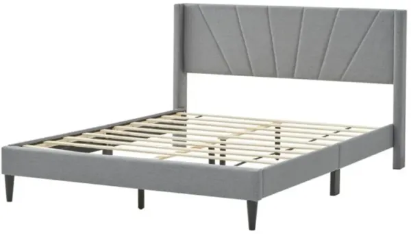 Hivvago Queen Bed Frame with Linen Upholstered Wingback Headboard