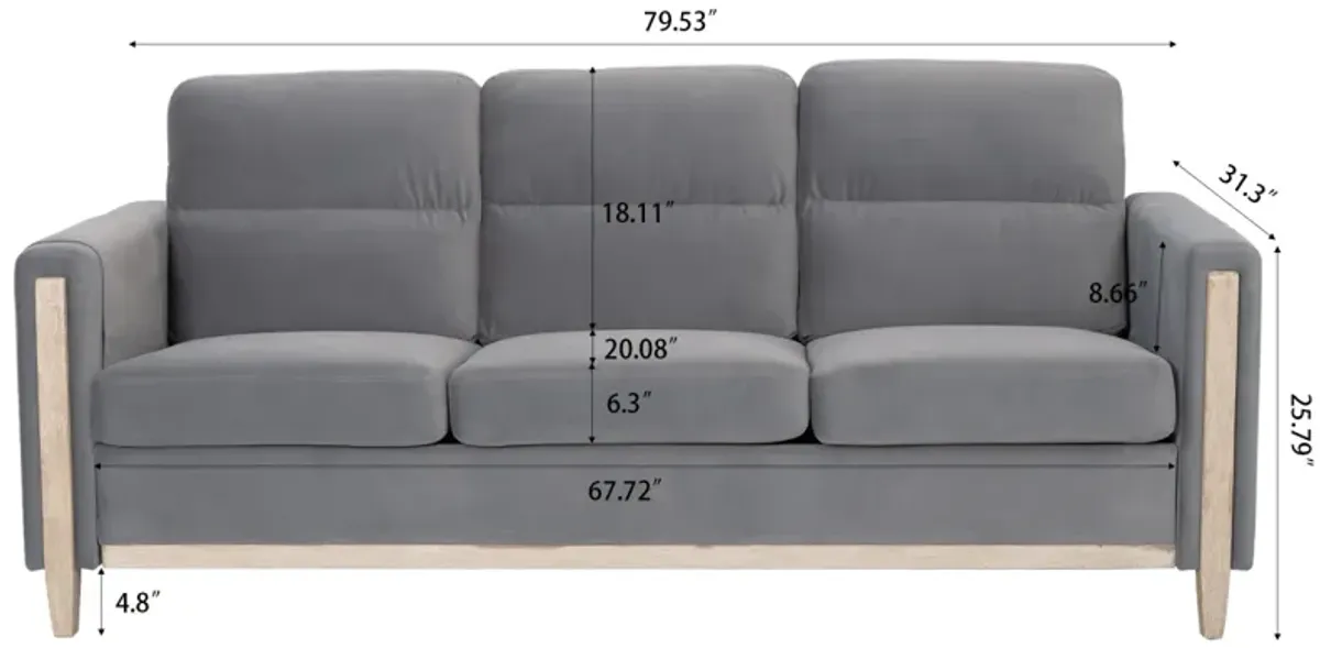 Durable Three-Seater Sofa with Soft Cushions