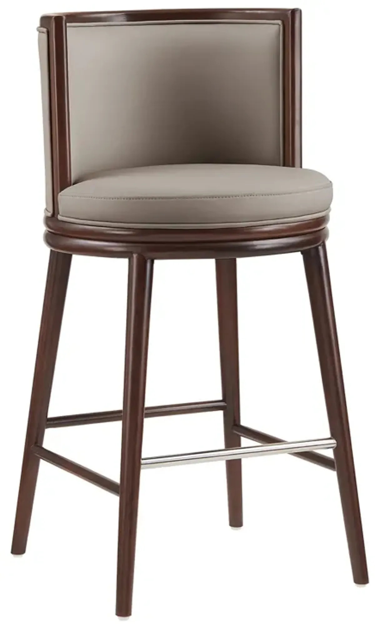 Evalyn Gray Leather Bar Stools (Set of 3)