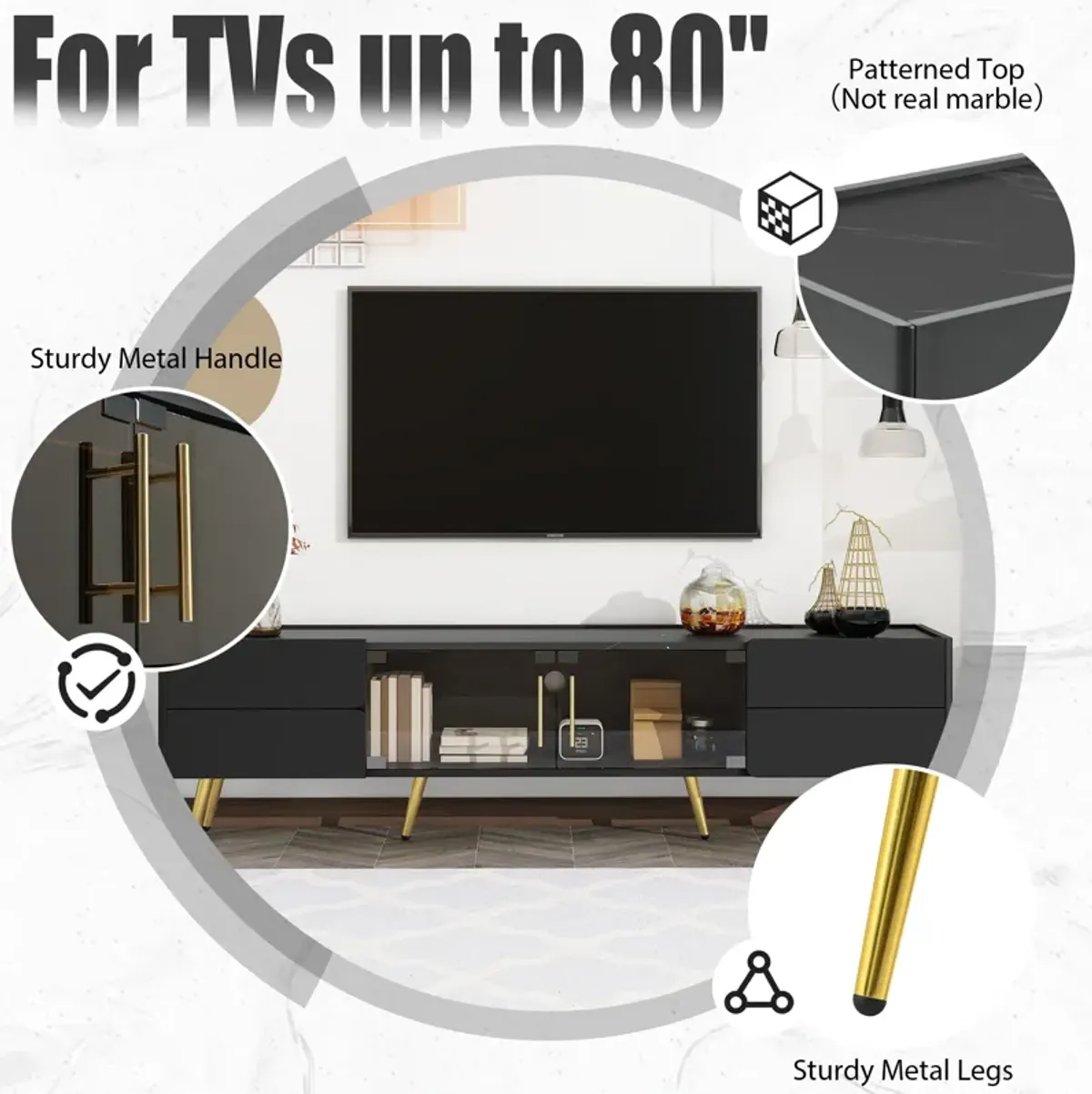 Merax Modern TV Stand with LED lights