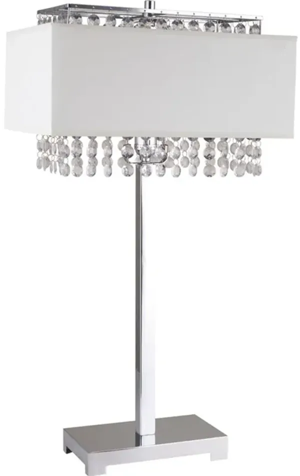 Hivvago 28" Silver Table Lamp With Faux Crystals and White Rectangle Shade
