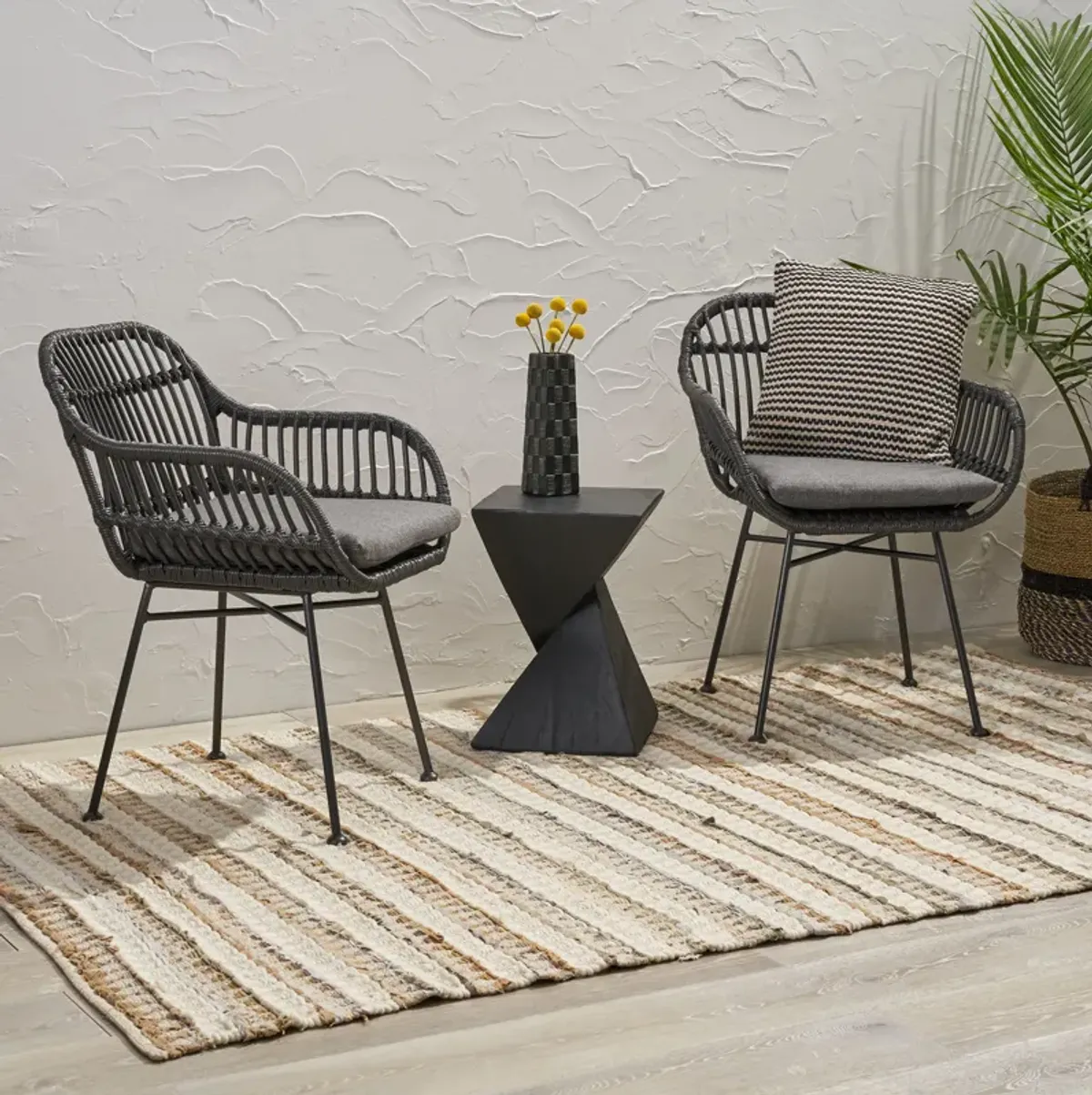 Merax 2 Pieces Outdoor Rattan Chairs with Cushions