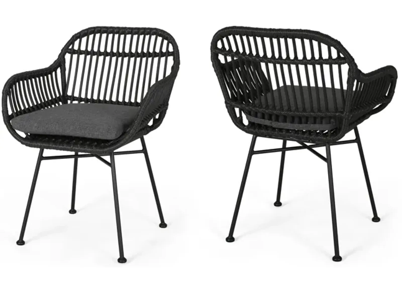 Merax 2 Pieces Outdoor Rattan Chairs with Cushions