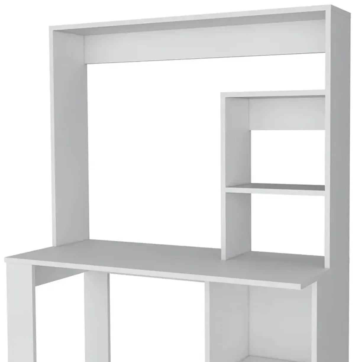 Ethel Writing Computer Desk with Storage Shelves and Hutch, White