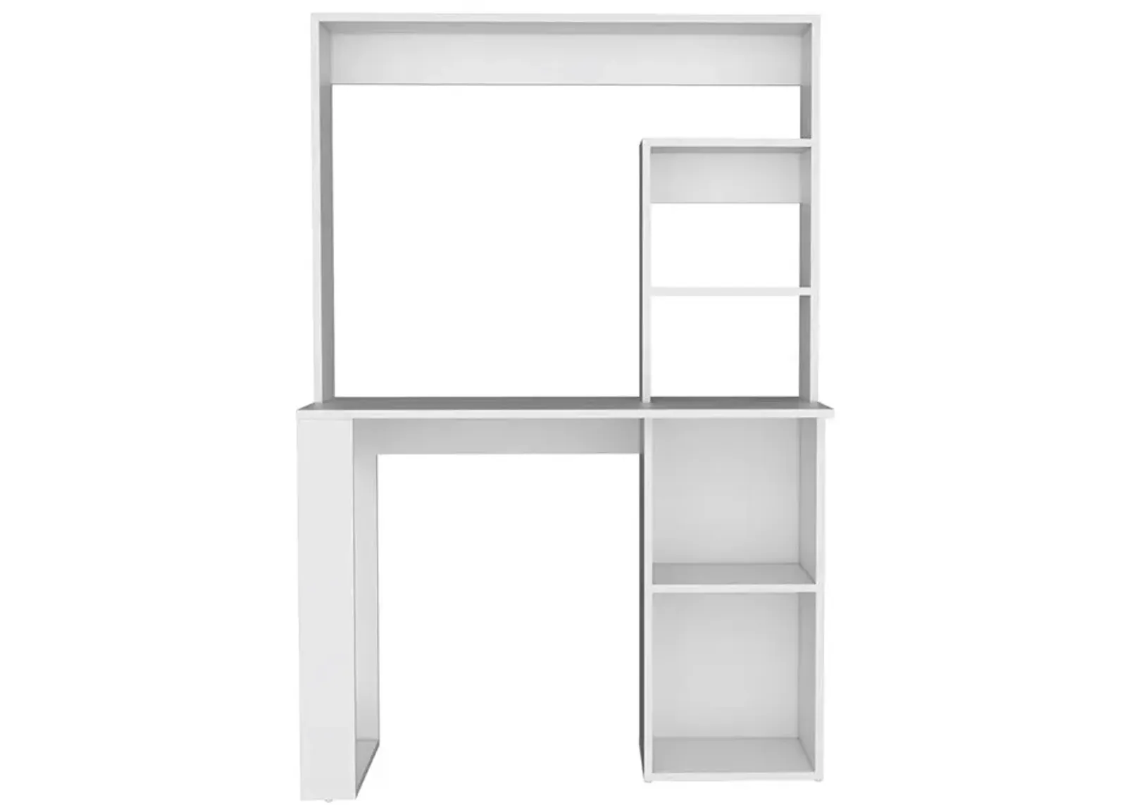 Ethel Writing Computer Desk with Storage Shelves and Hutch, White