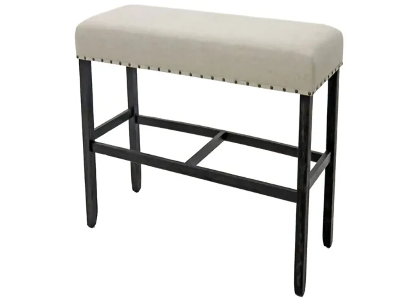 Sania II Rustic Counter Ht. Bench, Antique Black Finish-Benzara