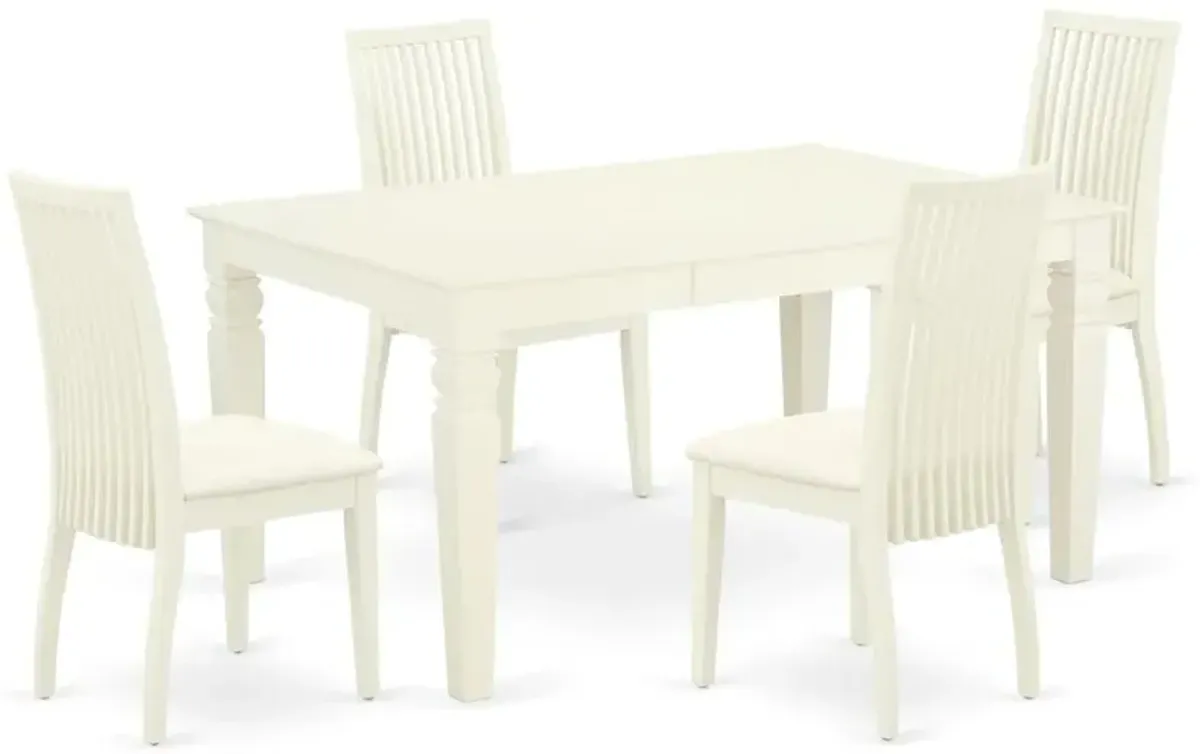 East West Furniture Dining Room Set Linen White