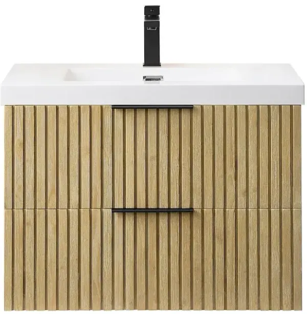 Altair-11 Single Bathroom Vanity in Nature Brown White Artificial Drop-in Sink