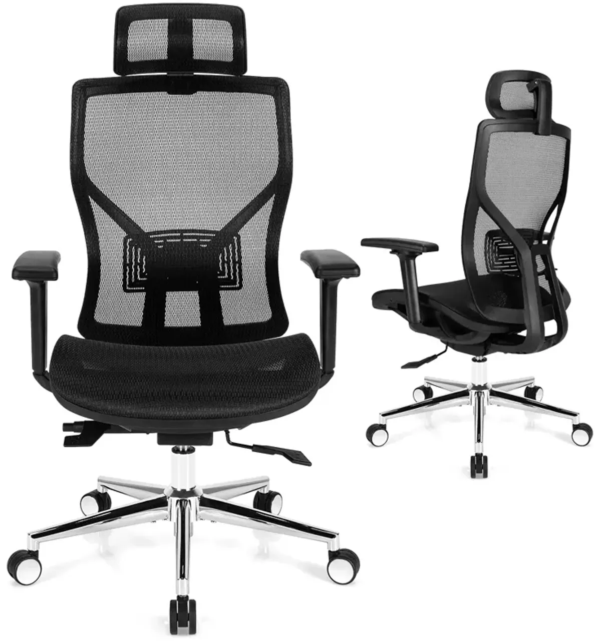 High-Back Mesh Executive Chair with Sliding Seat and Adjustable Lumbar Support