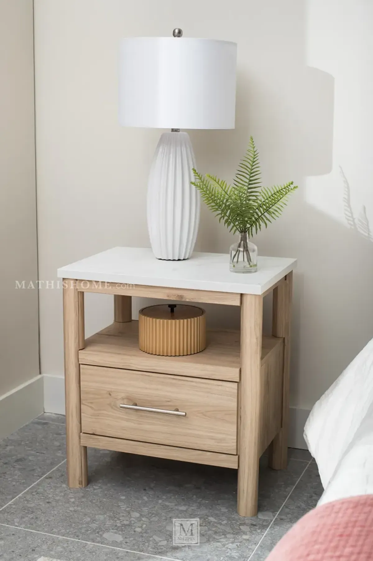 Cadmori 24" One-Drawer Charging Nightstand