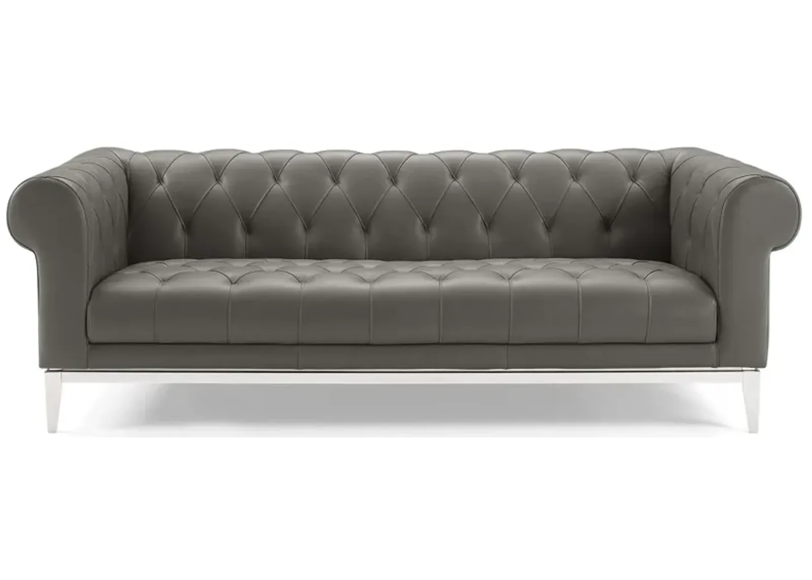 Idyll Tufted Button Upholstered Leather Chesterfield Sofa