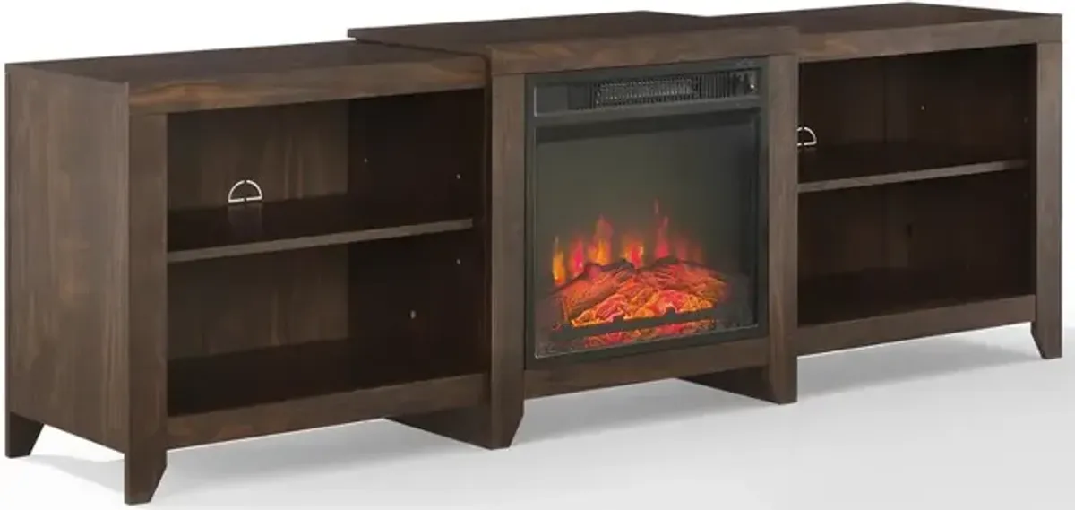 Ronin 69" Low Profile Tv Stand W/Fireplace Dark Walnut