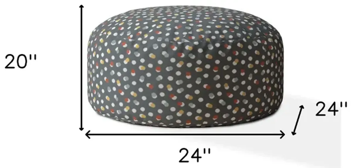 Homezia 24" Blue Cotton Round Floral Pouf Ottoman