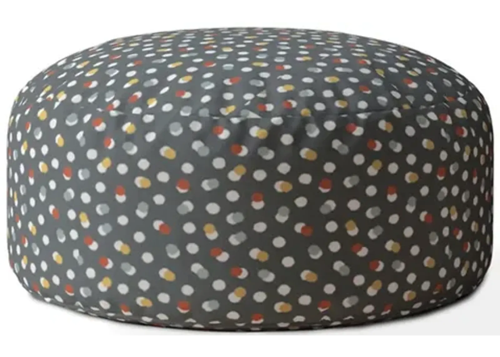 Homezia 24" Blue Cotton Round Floral Pouf Ottoman