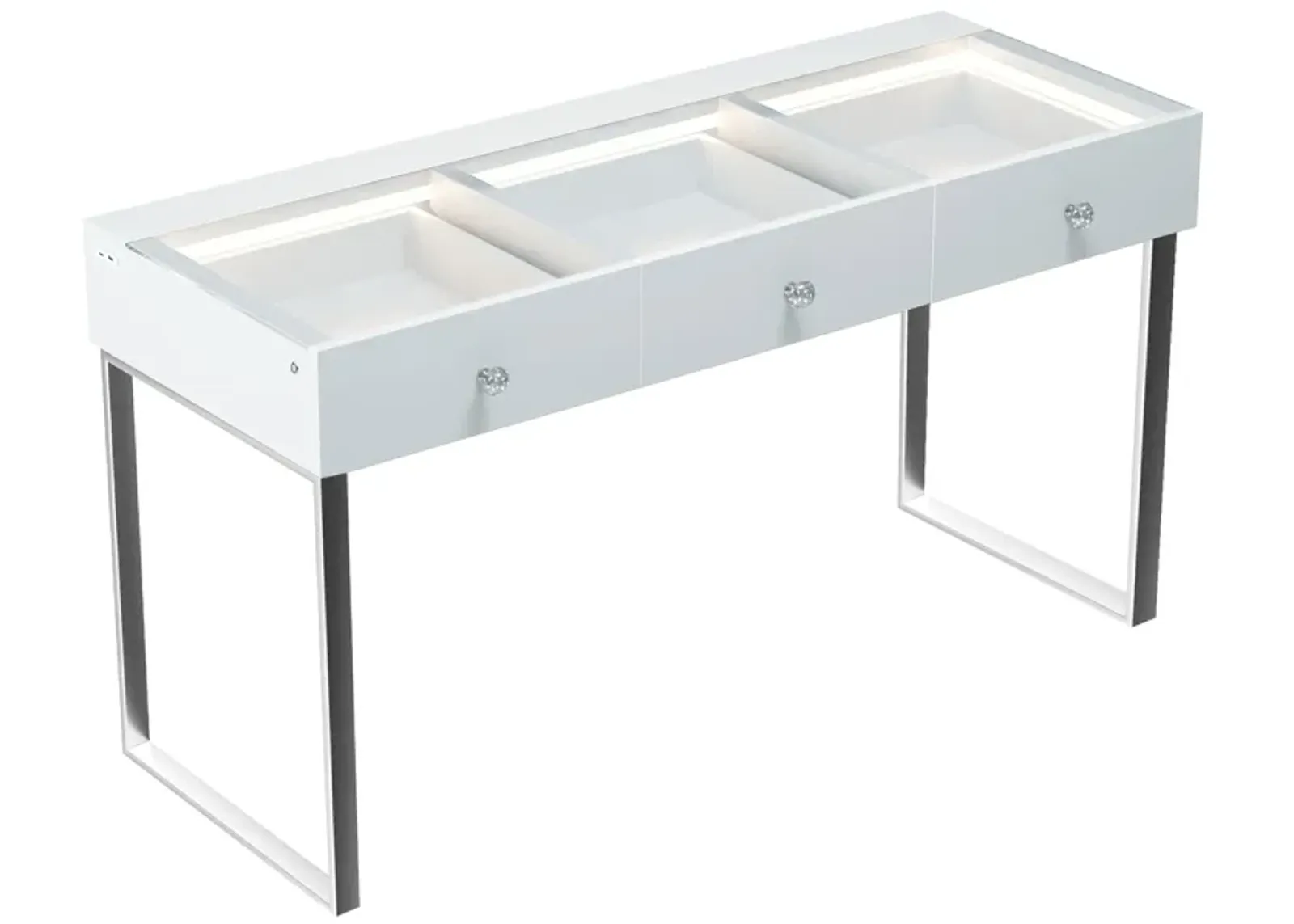 VANITII 3 Drawers Modern Makeup Vanity Desk Dressers With Glass(Installation not included)