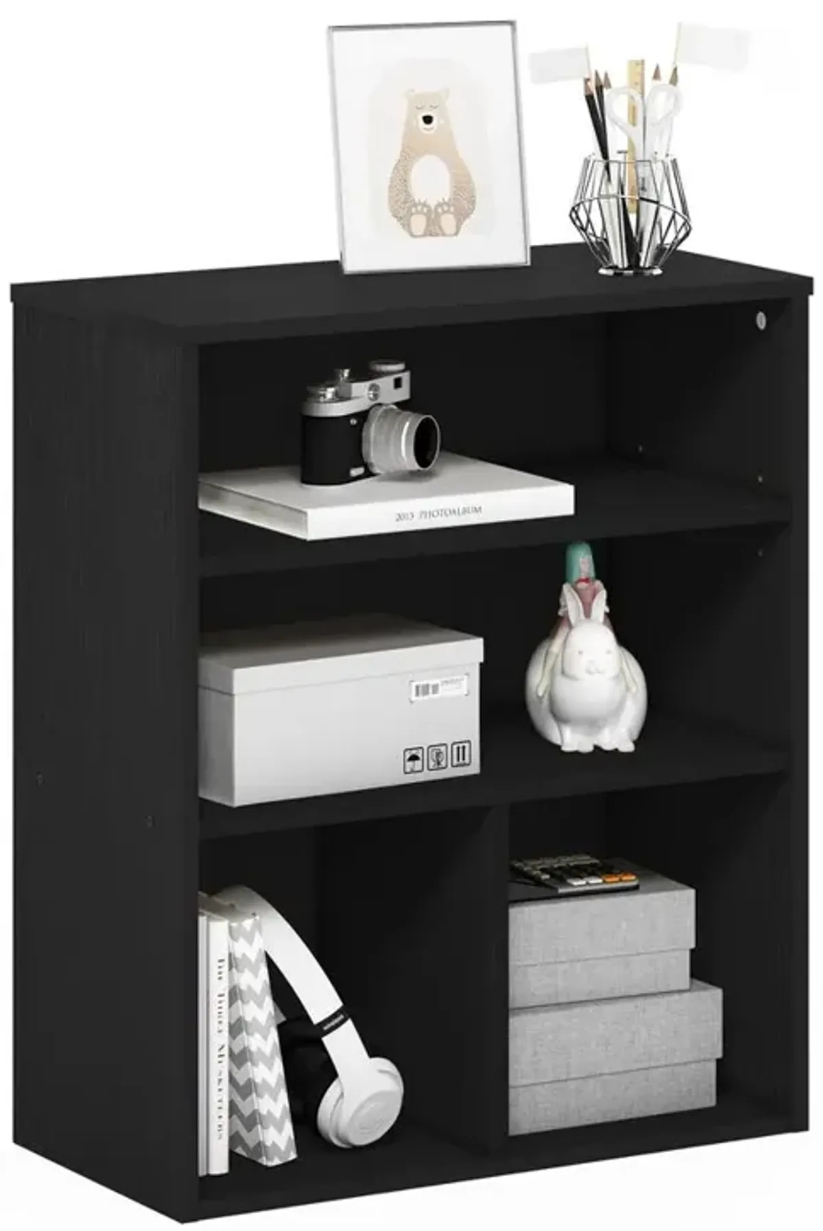 Furinno Pasir 3 Tier Display Bookcase, Black Oak