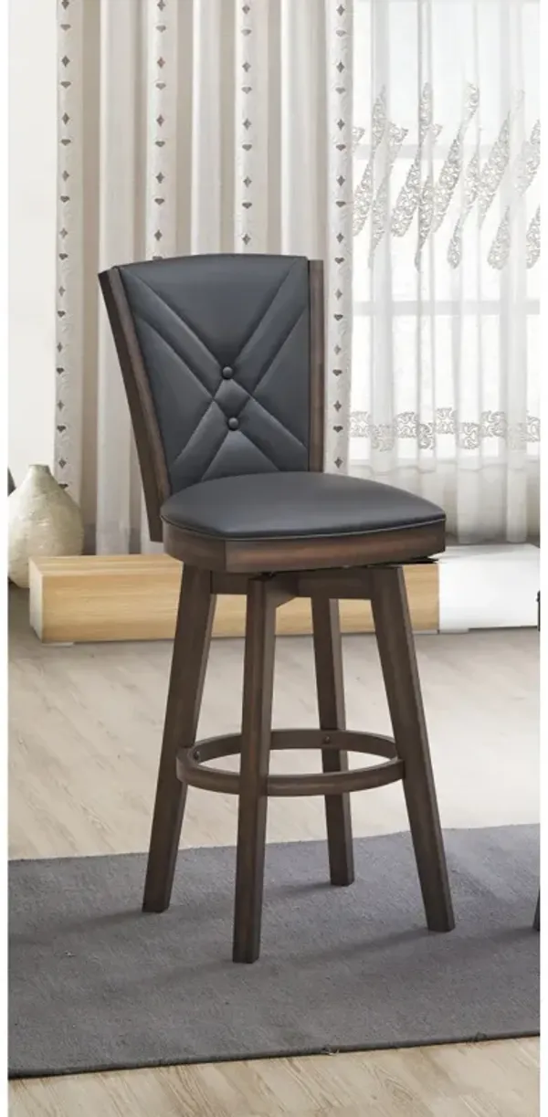 29" Seat Height Black Faux Leather Counter Stool, Set of 2