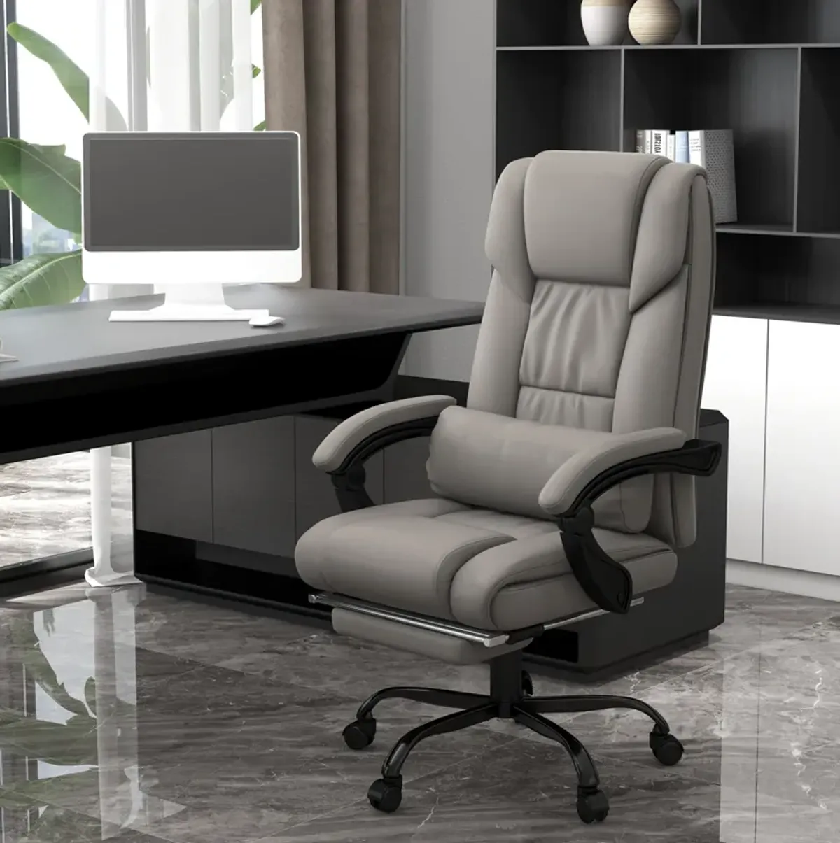 Massaging Office Chair w/ Reclining Function 5 Wheels and High Back Support