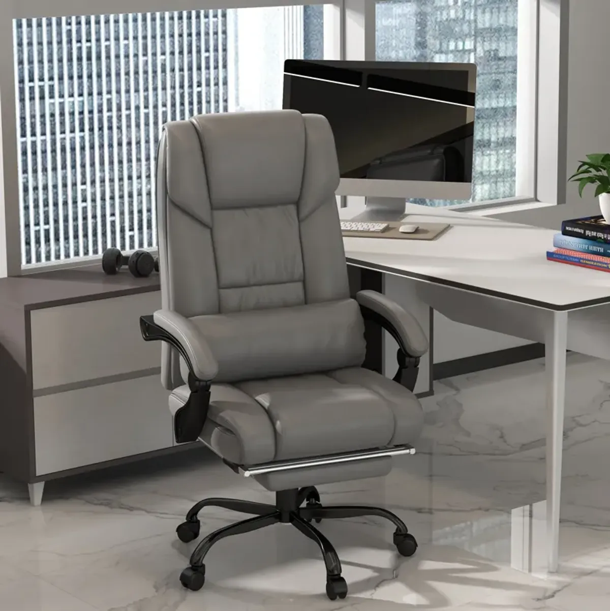 Massaging Office Chair w/ Reclining Function 5 Wheels and High Back Support