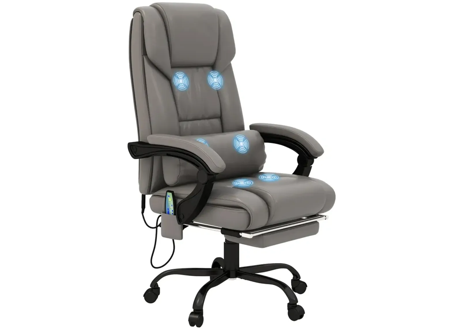 Massaging Office Chair w/ Reclining Function 5 Wheels and High Back Support