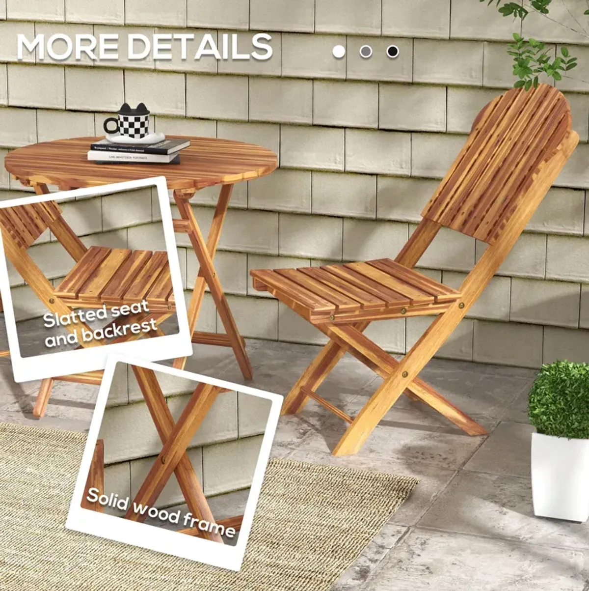 Streamdale Charming Acacia Wood Patio Bistro Set for Brunch and Beyond