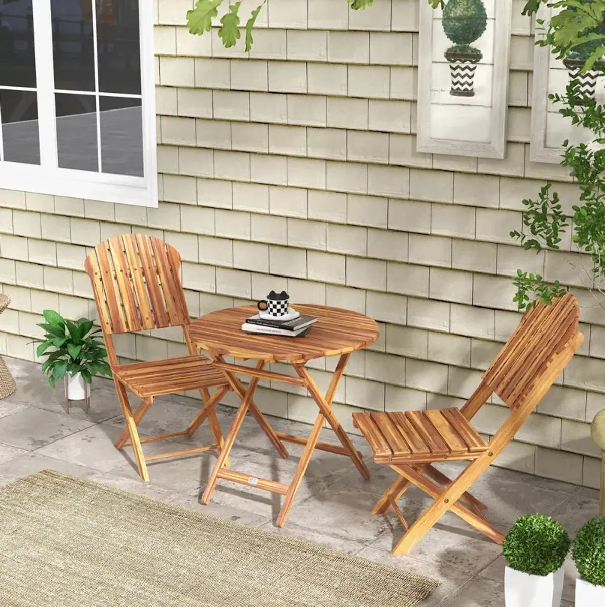 Charming Acacia Wood Patio Bistro Set for Brunch and Beyond