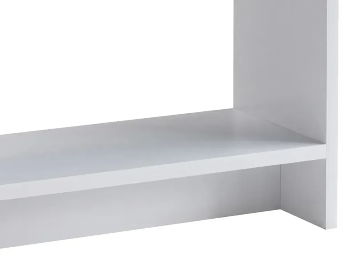 36 Inch Modern Console Table, Multilevel Wood Shelves, Gray and White-Benzara