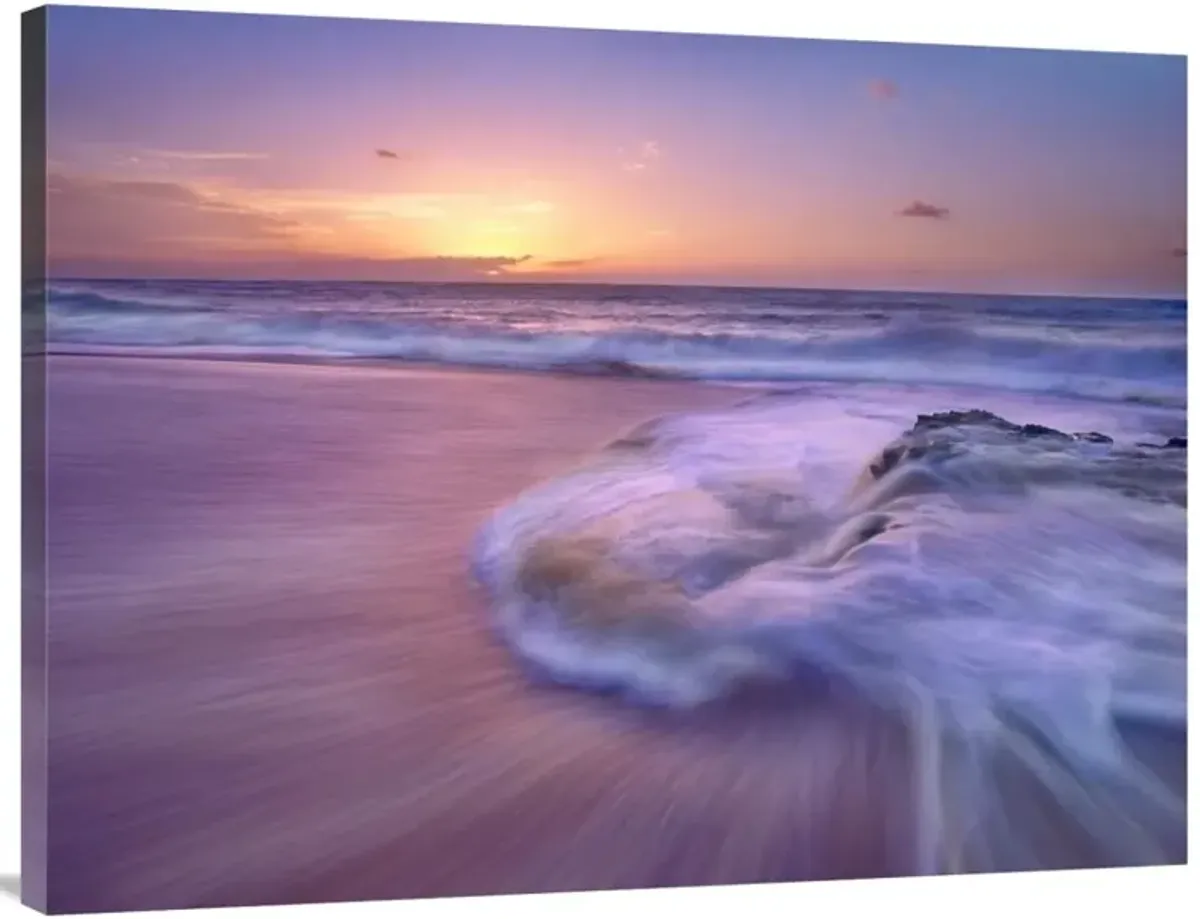 Sandy beach at sunset, Oahu, Hawaii-Canvas Art-40x30