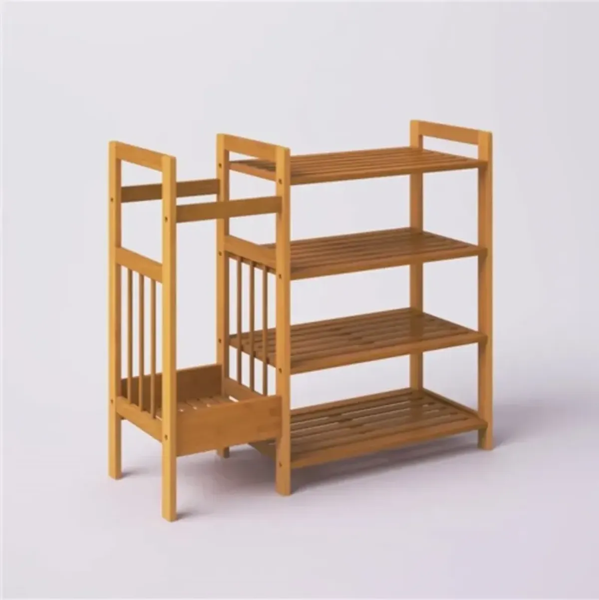 Entryway Shoe Rack Bench with 2 Shelves and 4-Shelf Bamboo Shoe Organizer