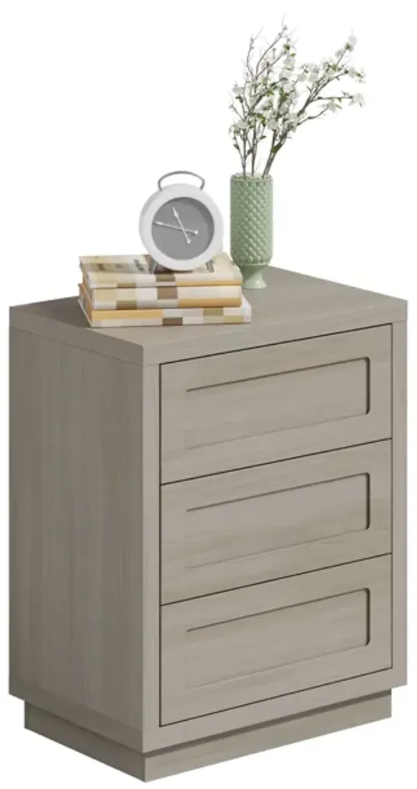 FUFU&GAGA Wood Grain 3-Drawer Nightstand, PB & MDF Construction (23.6" W x 29.9" H x 15.7" D), Bronw