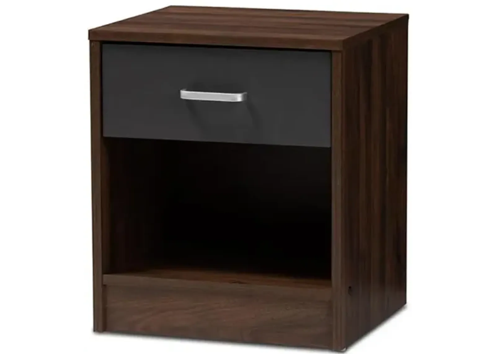 1-Drawer Dark Brown and Dark Grey Finished Nightstand