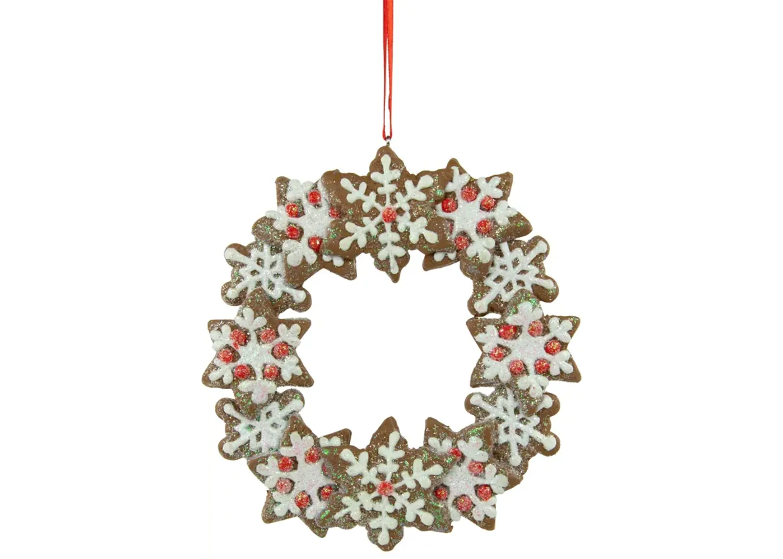 4.5" Gingerbread Snowflake Wreath Christmas Ornament